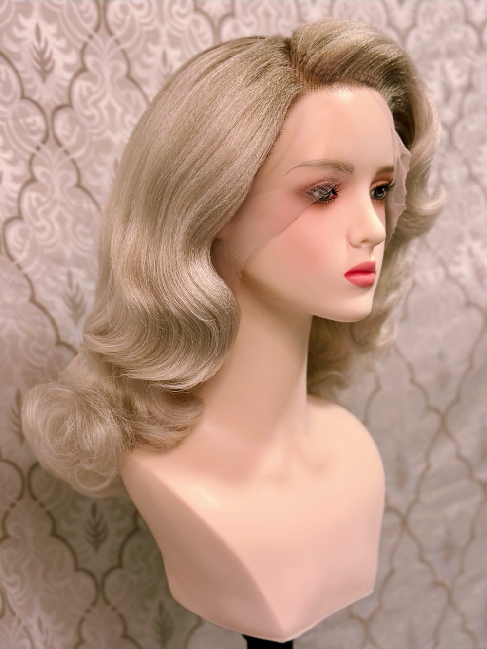 Darker Rooted Platinum Blonde Pinup Lacefront Wig - Picture 3 of 4